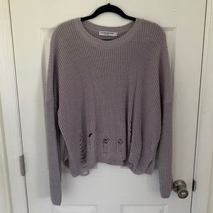 Distressed Cotton Emporium Purple Sweater